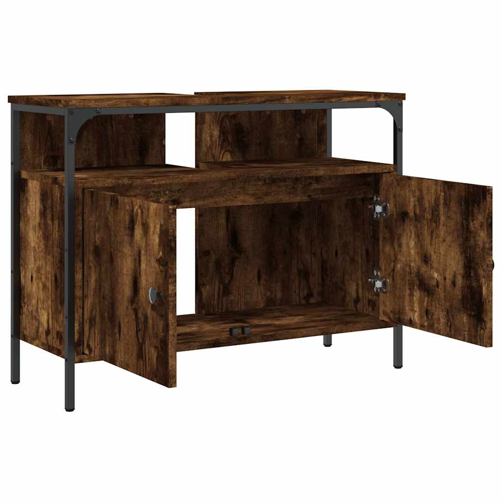vidaXL Dulap chiuvetă baie, stejar fumuriu, 80x30x60 cm lemn prelucrat vidaXL Dulap chiuvetă baie, stejar fumuriu, 80x30x60 cm lemn prelucrat
