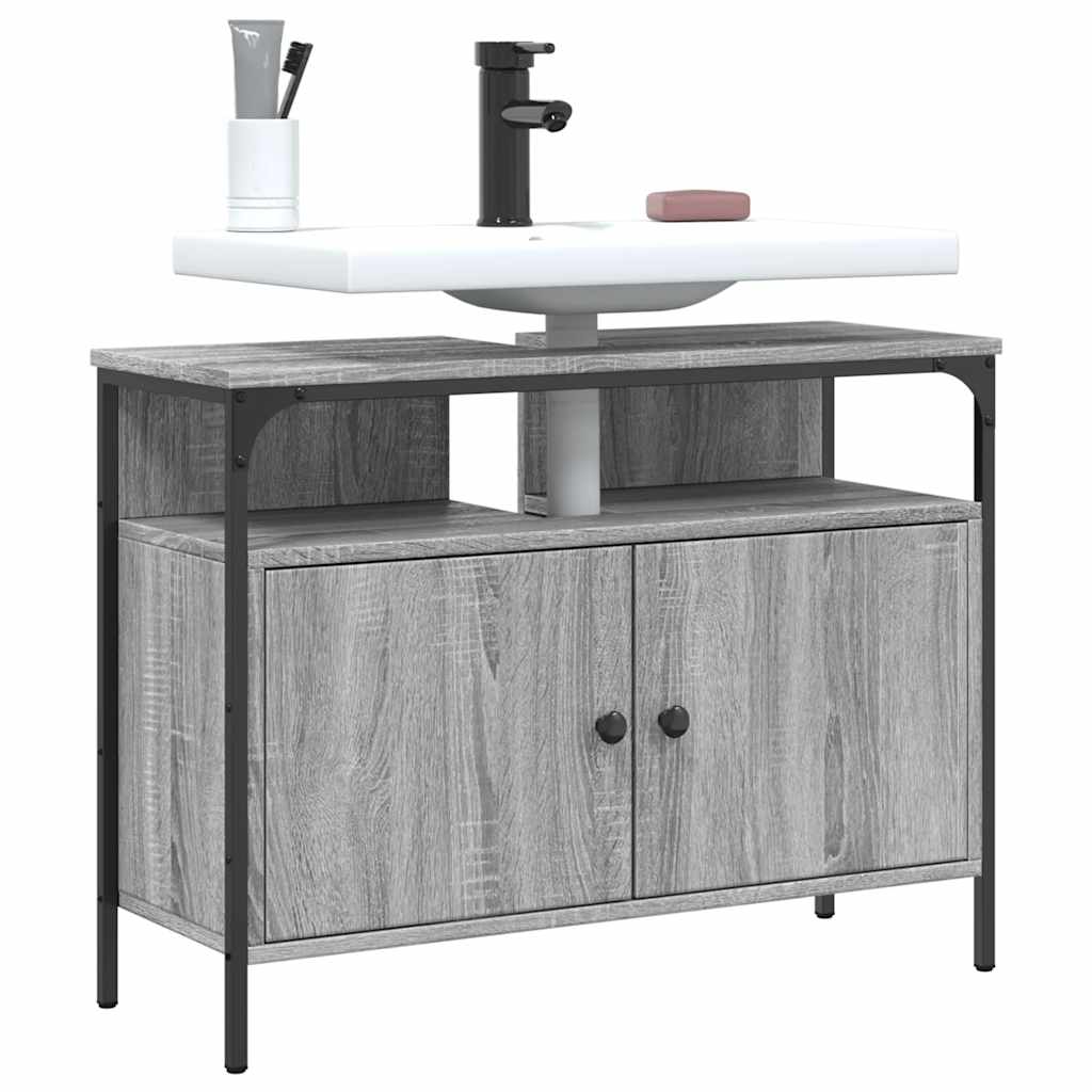 vidaXL Dulap chiuvetă baie, gri sonoma, 80x30x60 cm, lemn prelucrat vidaXL Dulap chiuvetă baie, gri sonoma, 80x30x60 cm, lemn prelucrat