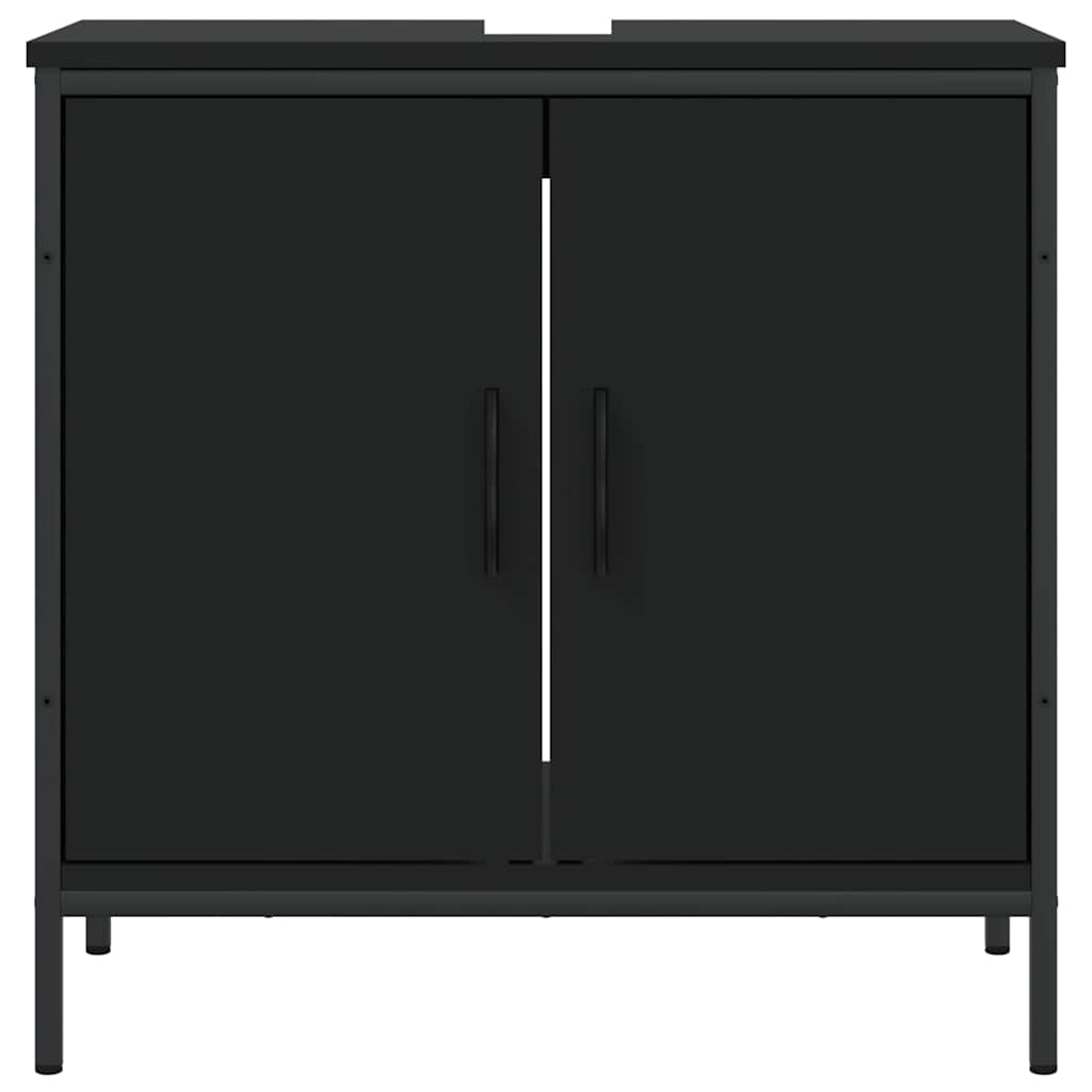 vidaXL Dulap pentru chiuvetă baie, negru, 60x30x60 cm, lemn prelucrat vidaXL Dulap pentru chiuvetă baie, negru, 60x30x60 cm, lemn prelucrat