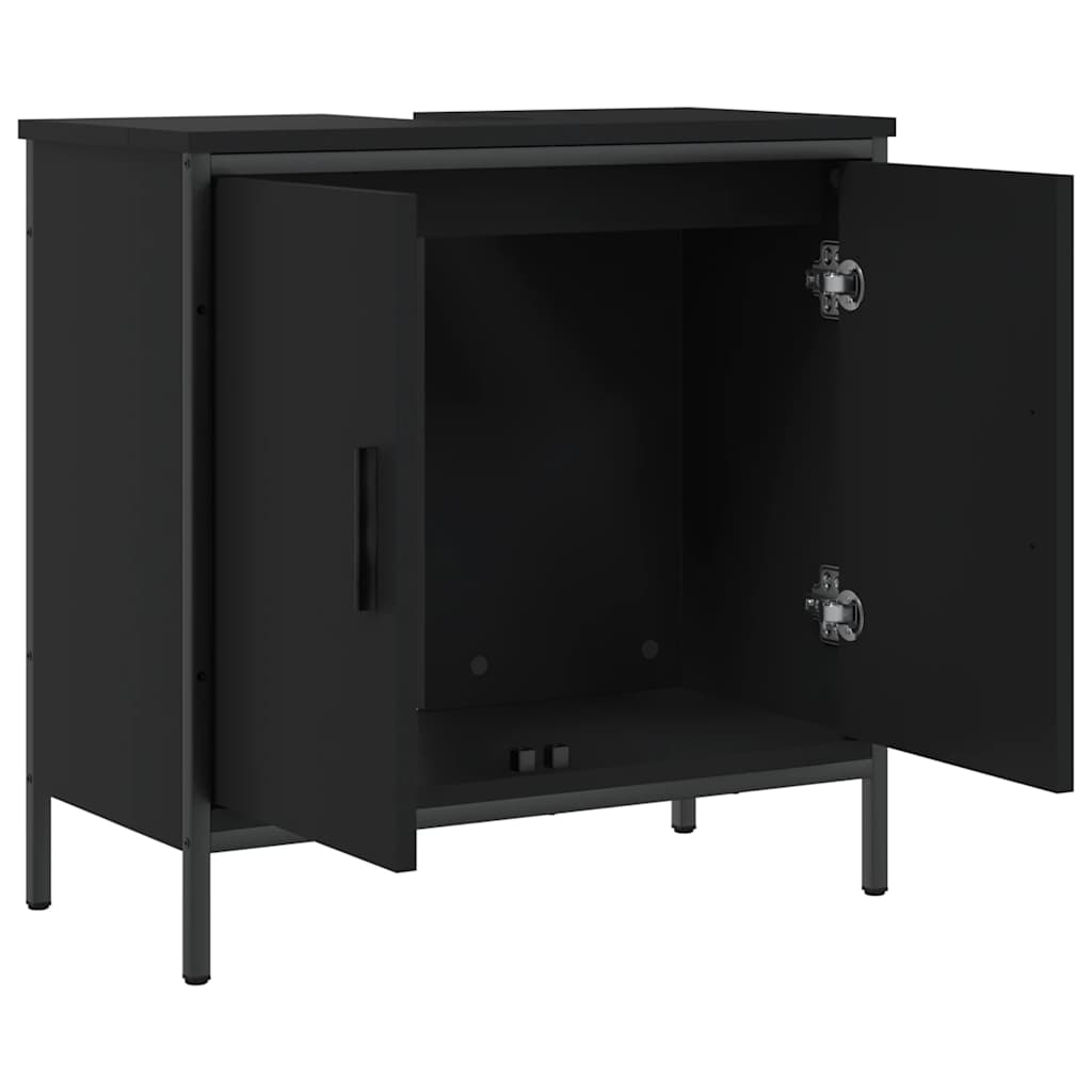 vidaXL Dulap pentru chiuvetă baie, negru, 60x30x60 cm, lemn prelucrat vidaXL Dulap pentru chiuvetă baie, negru, 60x30x60 cm, lemn prelucrat