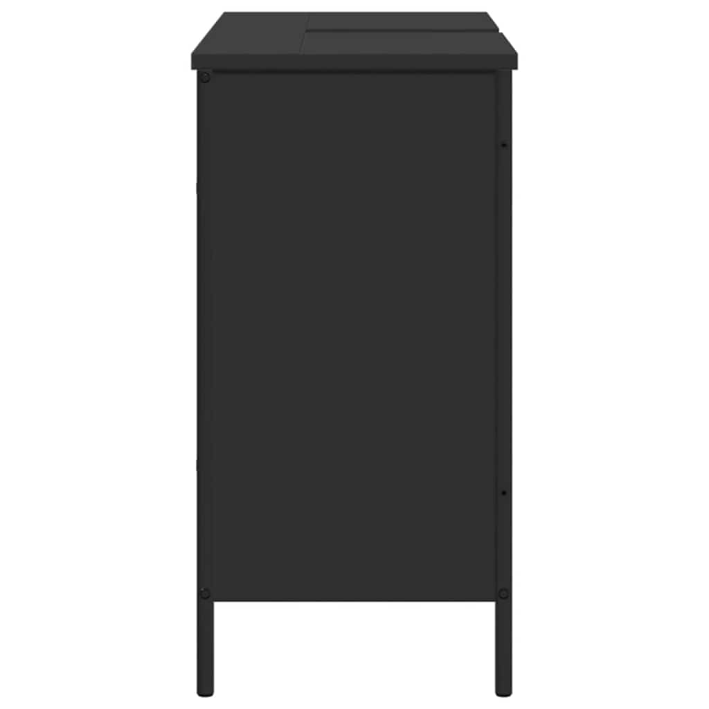 vidaXL Dulap pentru chiuvetă baie, negru, 80x30x60 cm, lemn prelucrat vidaXL Dulap pentru chiuvetă baie, negru, 80x30x60 cm, lemn prelucrat