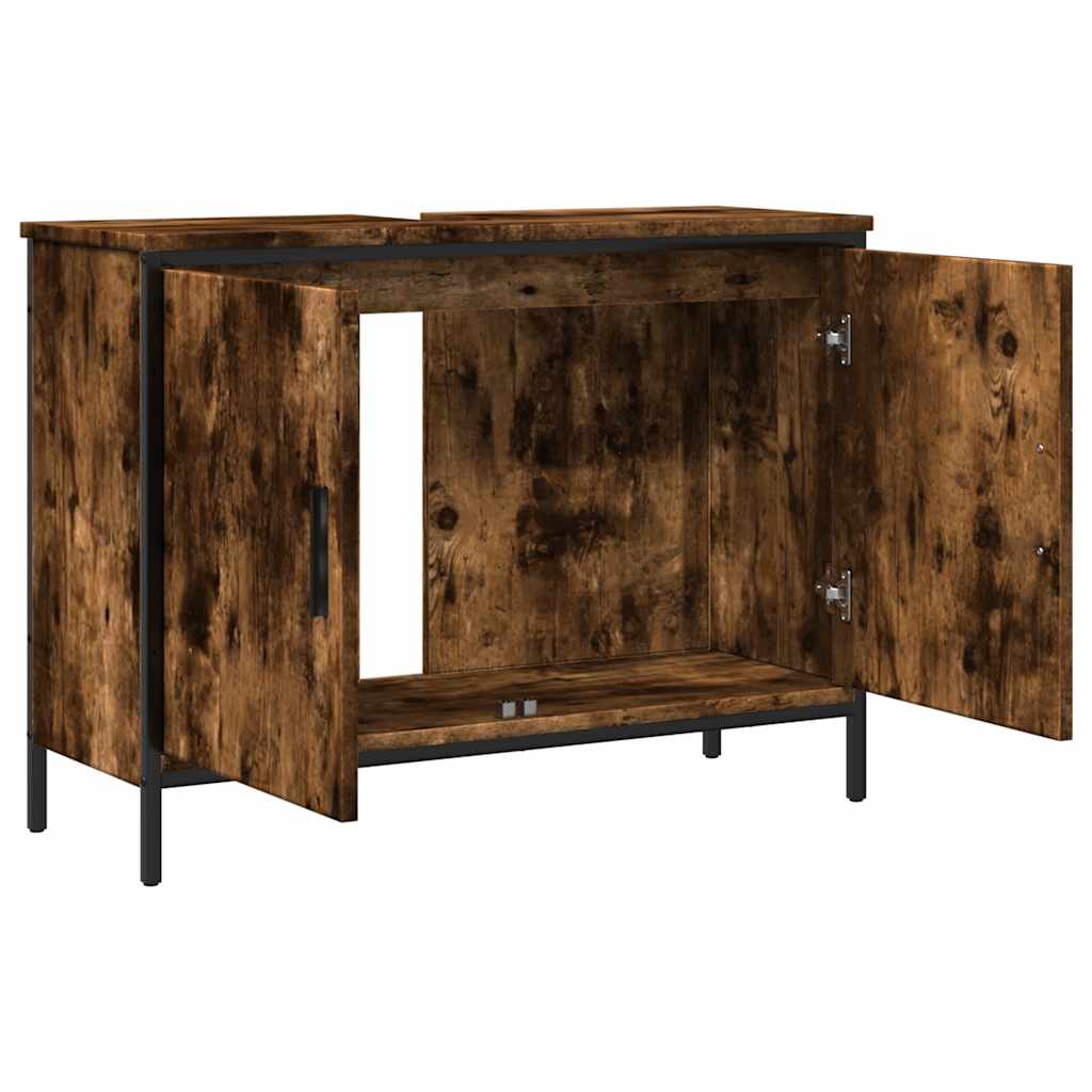 vidaXL Dulap chiuvetă baie, stejar fumuriu, 80x30x60 cm lemn prelucrat vidaXL Dulap chiuvetă baie, stejar fumuriu, 80x30x60 cm lemn prelucrat