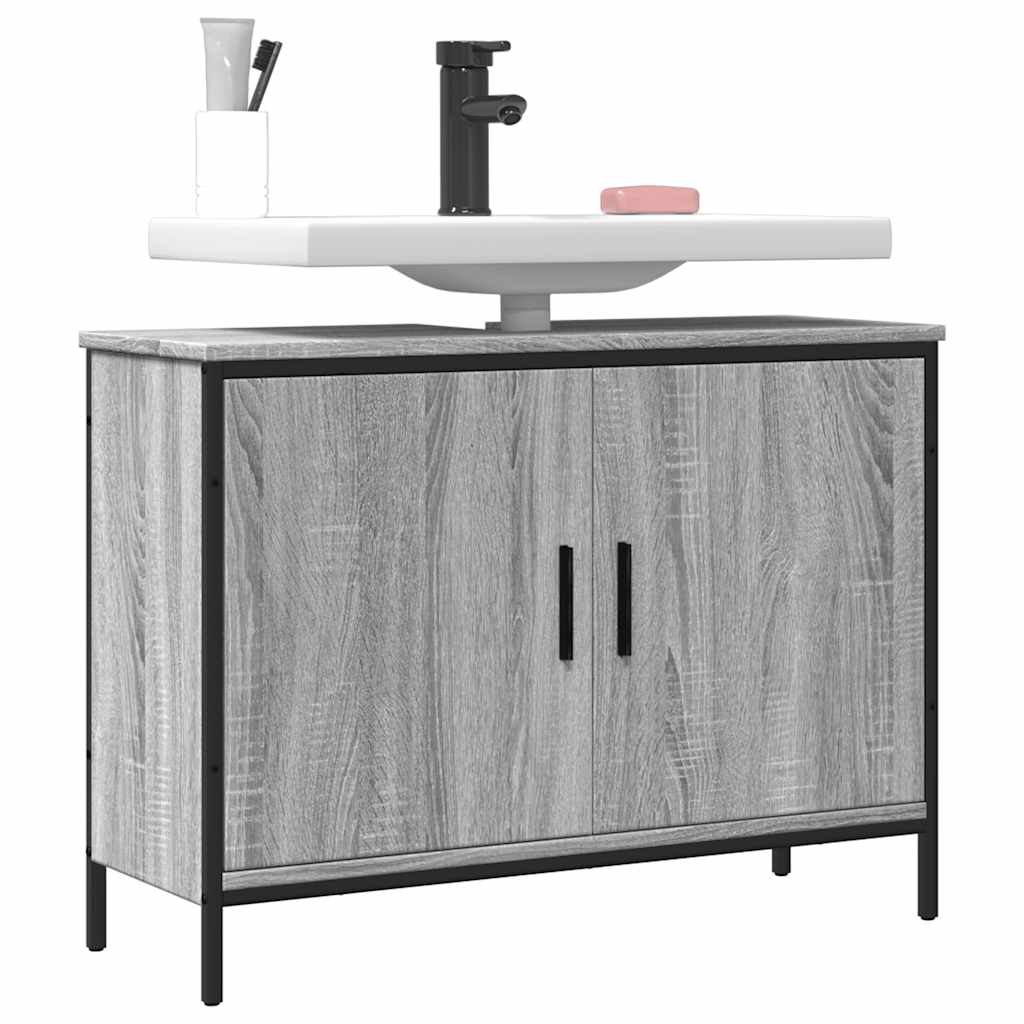 vidaXL Dulap chiuvetă baie, gri sonoma, 80x30x60 cm, lemn prelucrat vidaXL Dulap chiuvetă baie, gri sonoma, 80x30x60 cm, lemn prelucrat