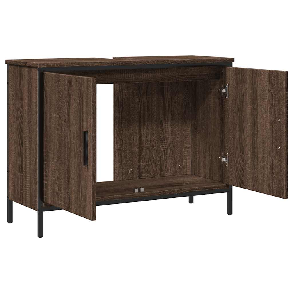 vidaXL Dulap chiuvetă de baie, stejar maro, 80x30x60 cm lemn prelucrat vidaXL Dulap chiuvetă de baie, stejar maro, 80x30x60 cm lemn prelucrat