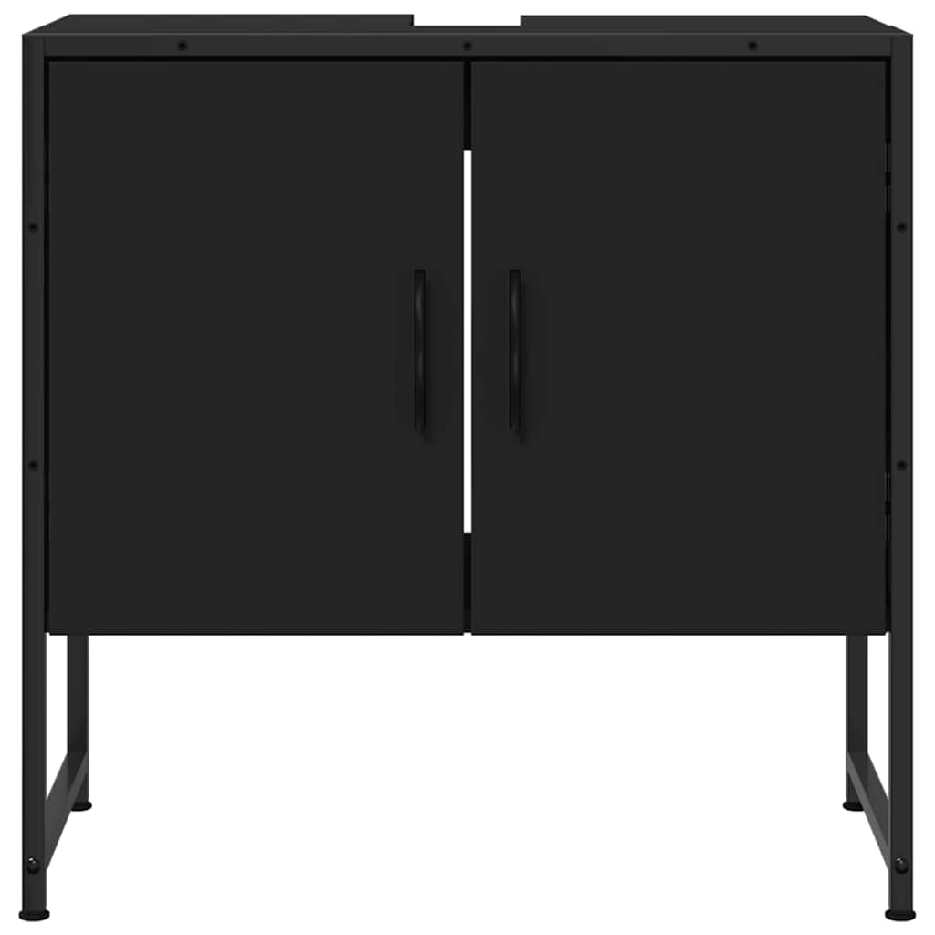vidaXL Dulap pentru chiuvetă baie, negru, 60x33x60 cm, lemn prelucrat vidaXL Dulap pentru chiuvetă baie, negru, 60x33x60 cm, lemn prelucrat