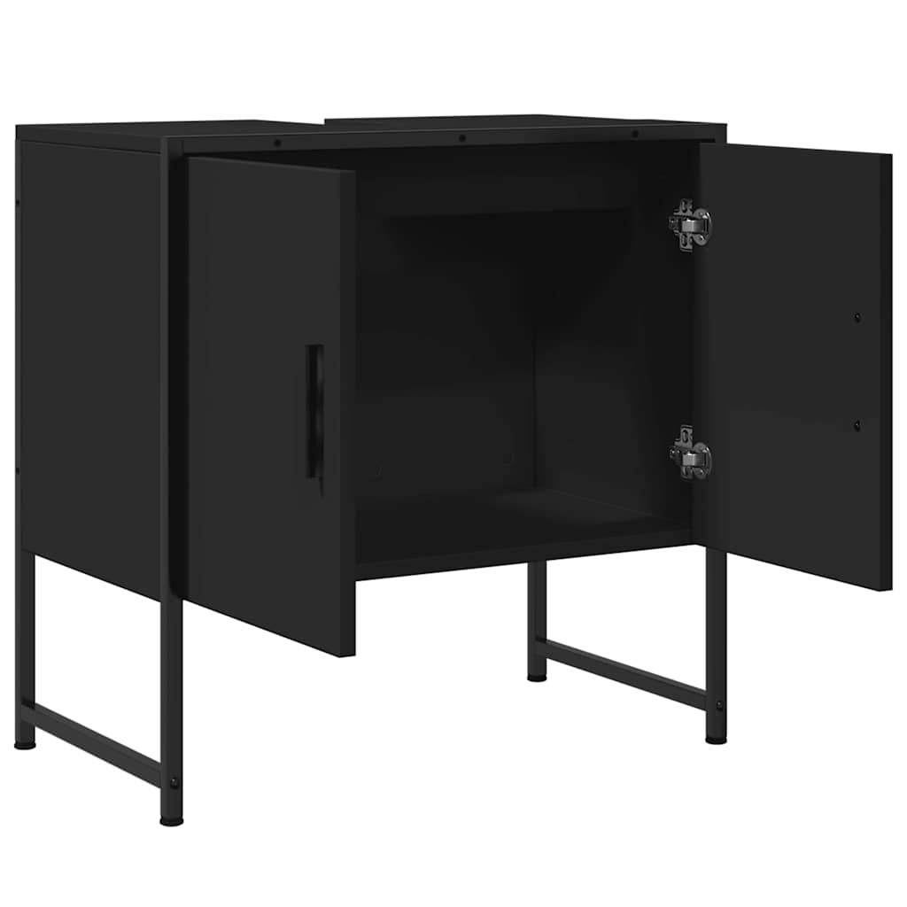vidaXL Dulap pentru chiuvetă baie, negru, 60x33x60 cm, lemn prelucrat vidaXL Dulap pentru chiuvetă baie, negru, 60x33x60 cm, lemn prelucrat
