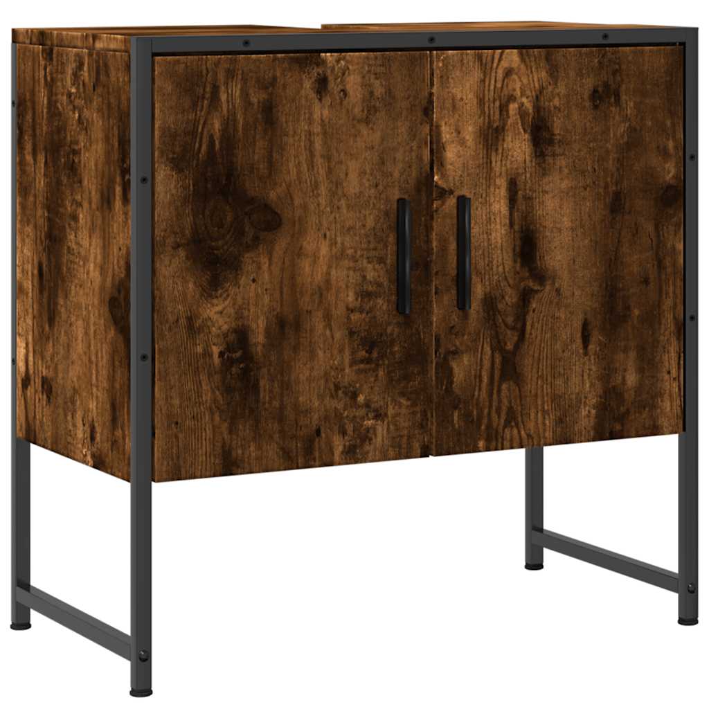 vidaXL Dulap chiuvetă baie, stejar fumuriu, 60x33x60 cm lemn prelucrat vidaXL Dulap chiuvetă baie, stejar fumuriu, 60x33x60 cm lemn prelucrat