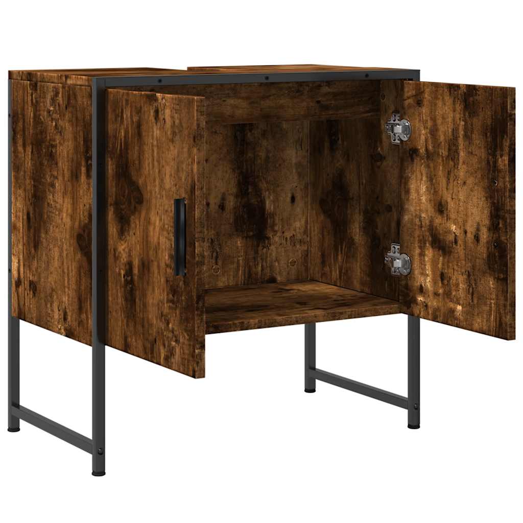 vidaXL Dulap chiuvetă baie, stejar fumuriu, 60x33x60 cm lemn prelucrat vidaXL Dulap chiuvetă baie, stejar fumuriu, 60x33x60 cm lemn prelucrat