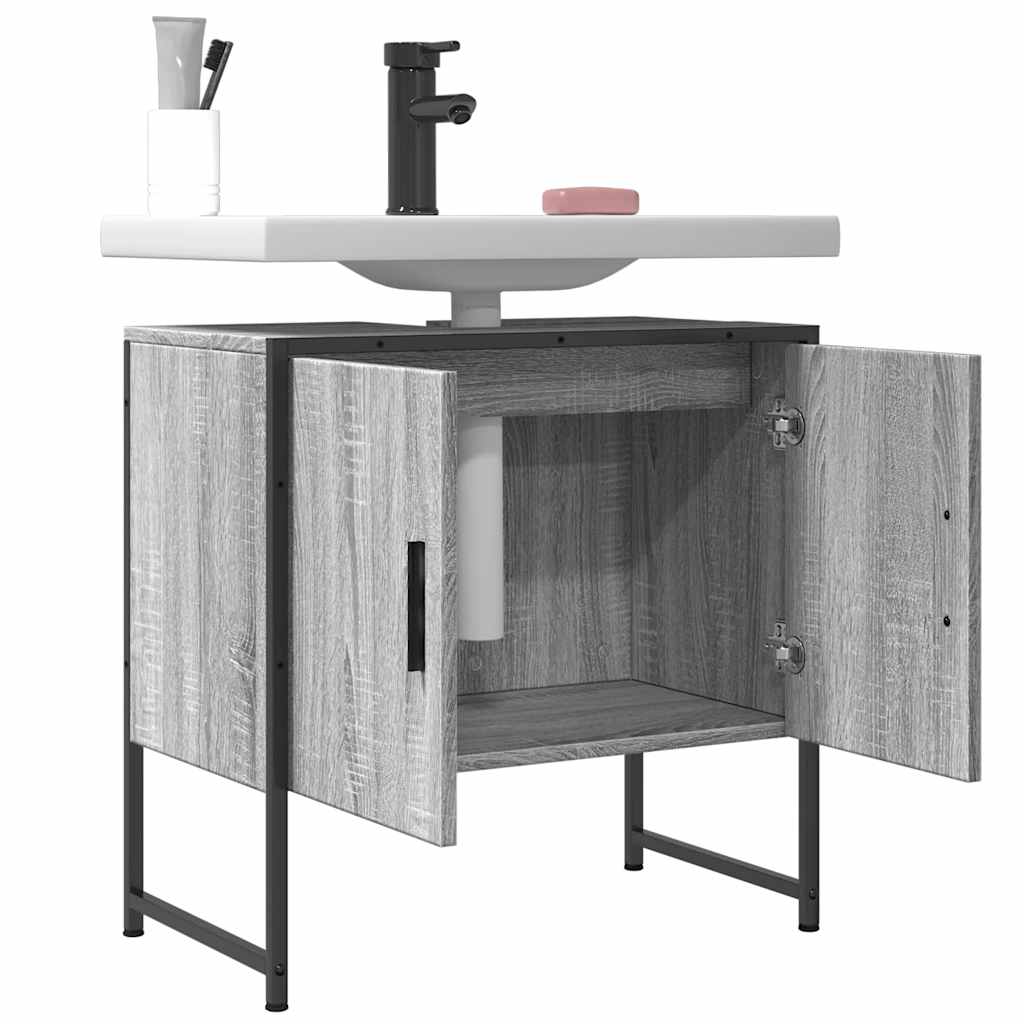 vidaXL Dulap chiuvetă baie, gri sonoma, 60x33x60 cm, lemn prelucrat vidaXL Dulap chiuvetă baie, gri sonoma, 60x33x60 cm, lemn prelucrat