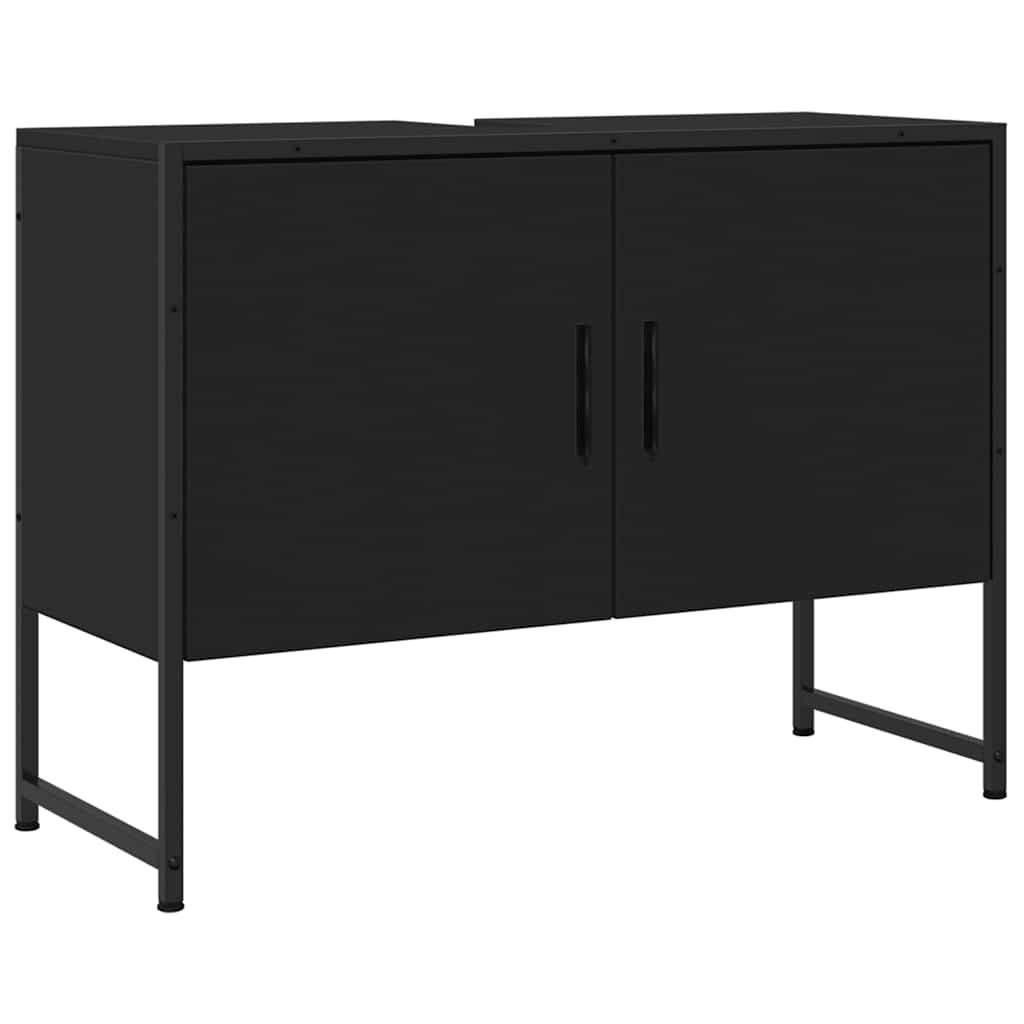 vidaXL Dulap chiuveta de baie, negru, 80x33x60 cm, lemn compozit vidaXL Dulap chiuveta de baie, negru, 80x33x60 cm, lemn compozit