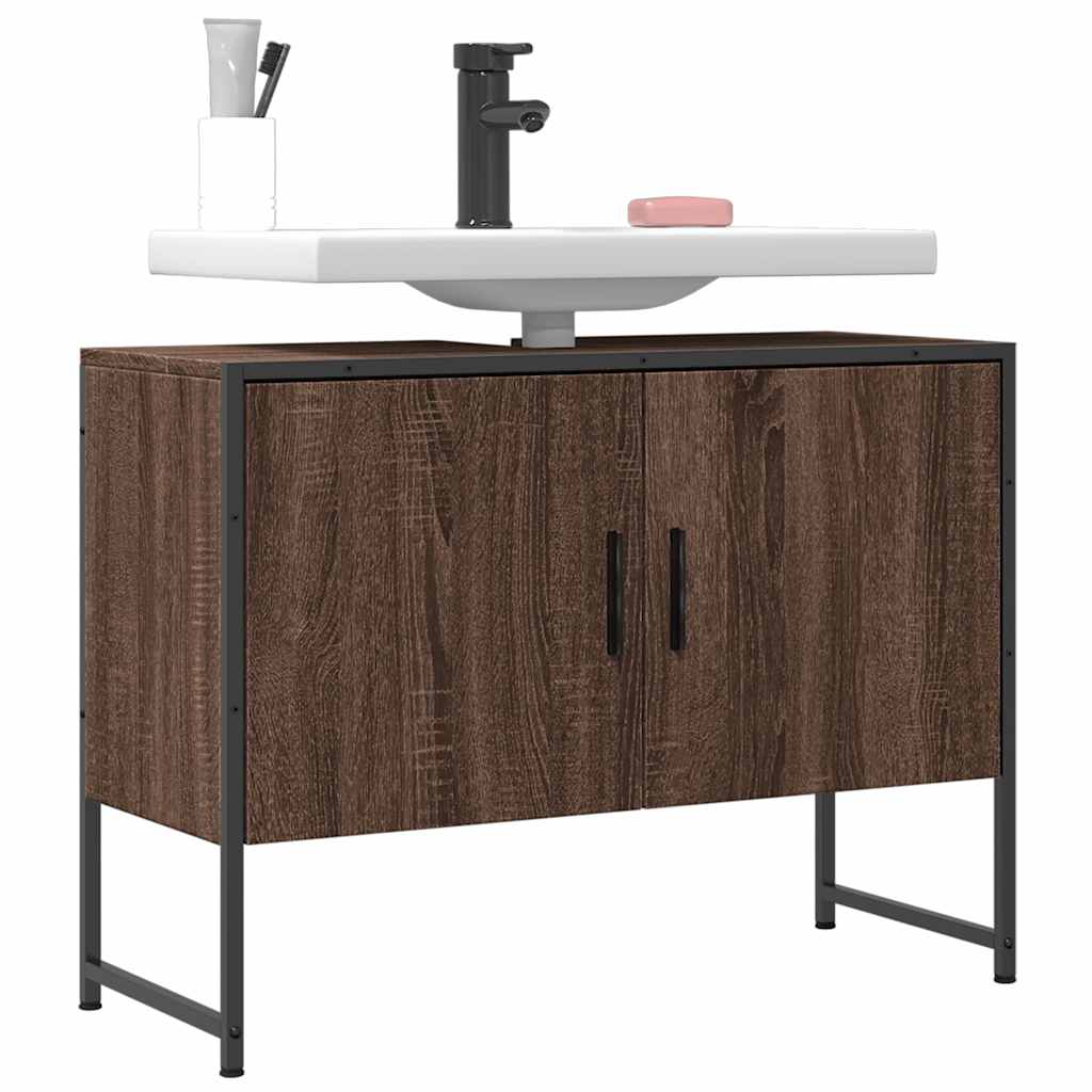 vidaXL Dulap chiuveta de baie, stejar maro, 80x33x60 cm, lemn compozit vidaXL Dulap chiuveta de baie, stejar maro, 80x33x60 cm, lemn compozit