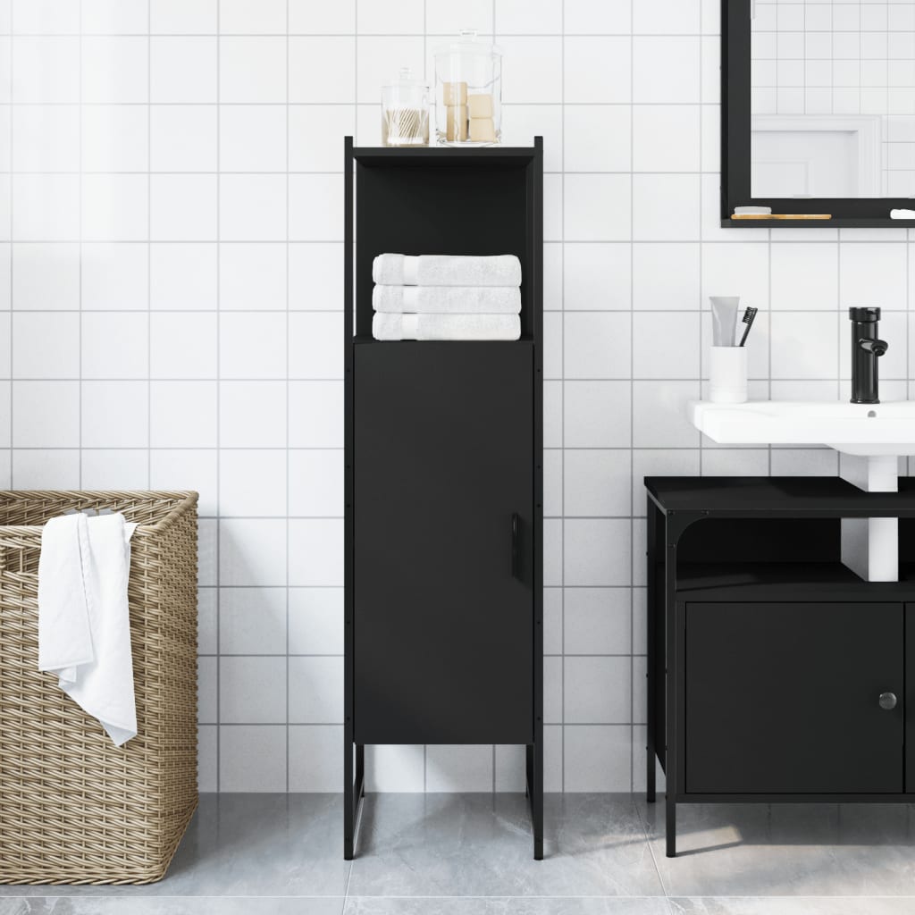 vidaXL Dulap de baie, negru, 33x33x120,5 cm, lemn prelucrat vidaXL Dulap de baie, negru, 33x33x120,5 cm, lemn prelucrat