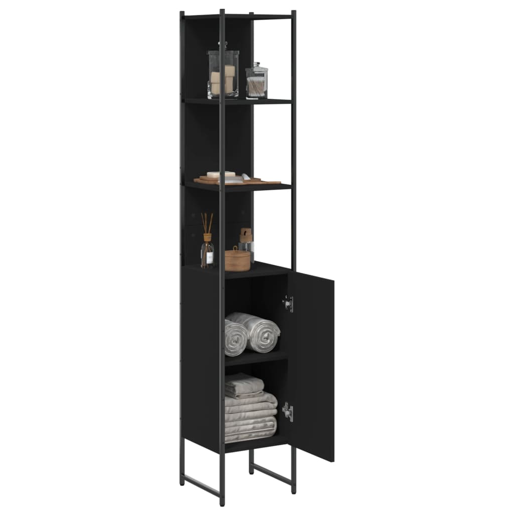vidaXL Dulap de baie, negru, 33x33x185,5 cm, lemn prelucrat vidaXL Dulap de baie, negru, 33x33x185,5 cm, lemn prelucrat