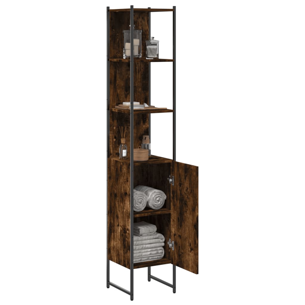 vidaXL Dulap de baie, stejar afumat, 33x33x185,5 cm, lemn prelucrat vidaXL Dulap de baie, stejar afumat, 33x33x185,5 cm, lemn prelucrat