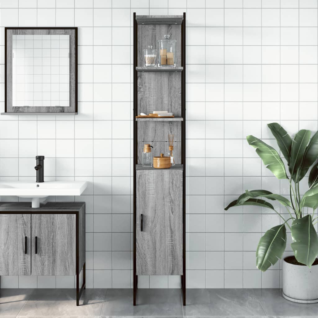 vidaXL Dulap de baie, gri sonoma, 33x33x185,5 cm, lemn prelucrat vidaXL Dulap de baie, gri sonoma, 33x33x185,5 cm, lemn prelucrat