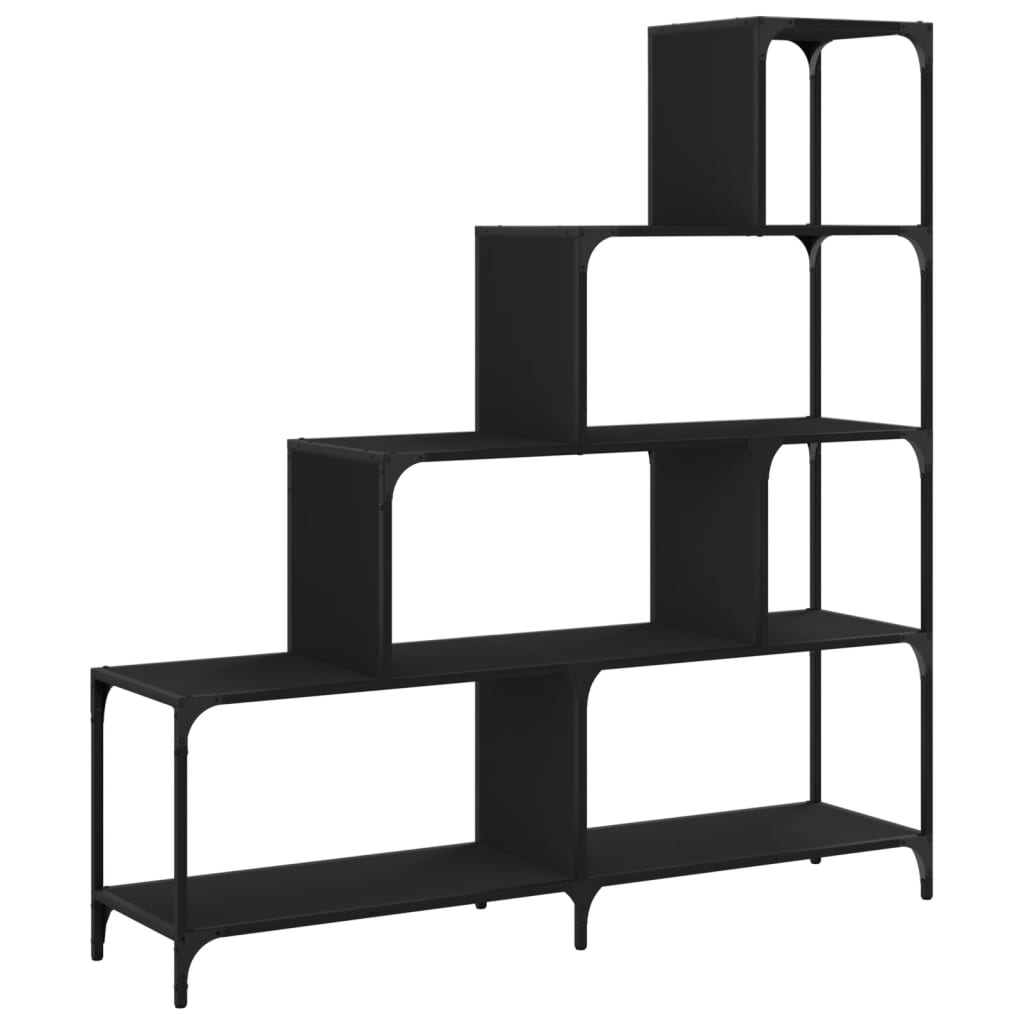 vidaXL Bibliotecă cu 4 niveluri negru 139x33,5x149 cm lemn vidaXL Bibliotecă cu 4 niveluri negru 139x33,5x149 cm lemn