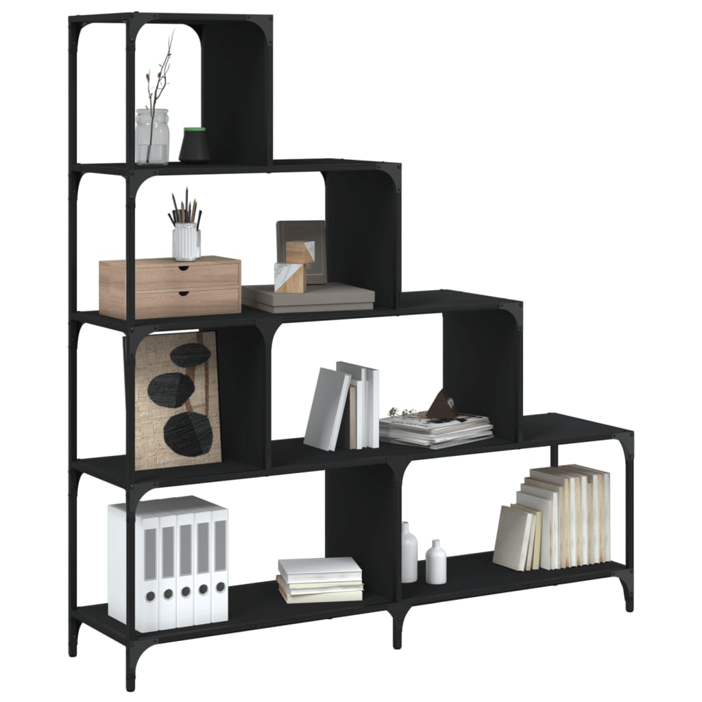 vidaXL Bibliotecă cu 4 niveluri negru 139x33,5x149 cm lemn vidaXL Bibliotecă cu 4 niveluri negru 139x33,5x149 cm lemn