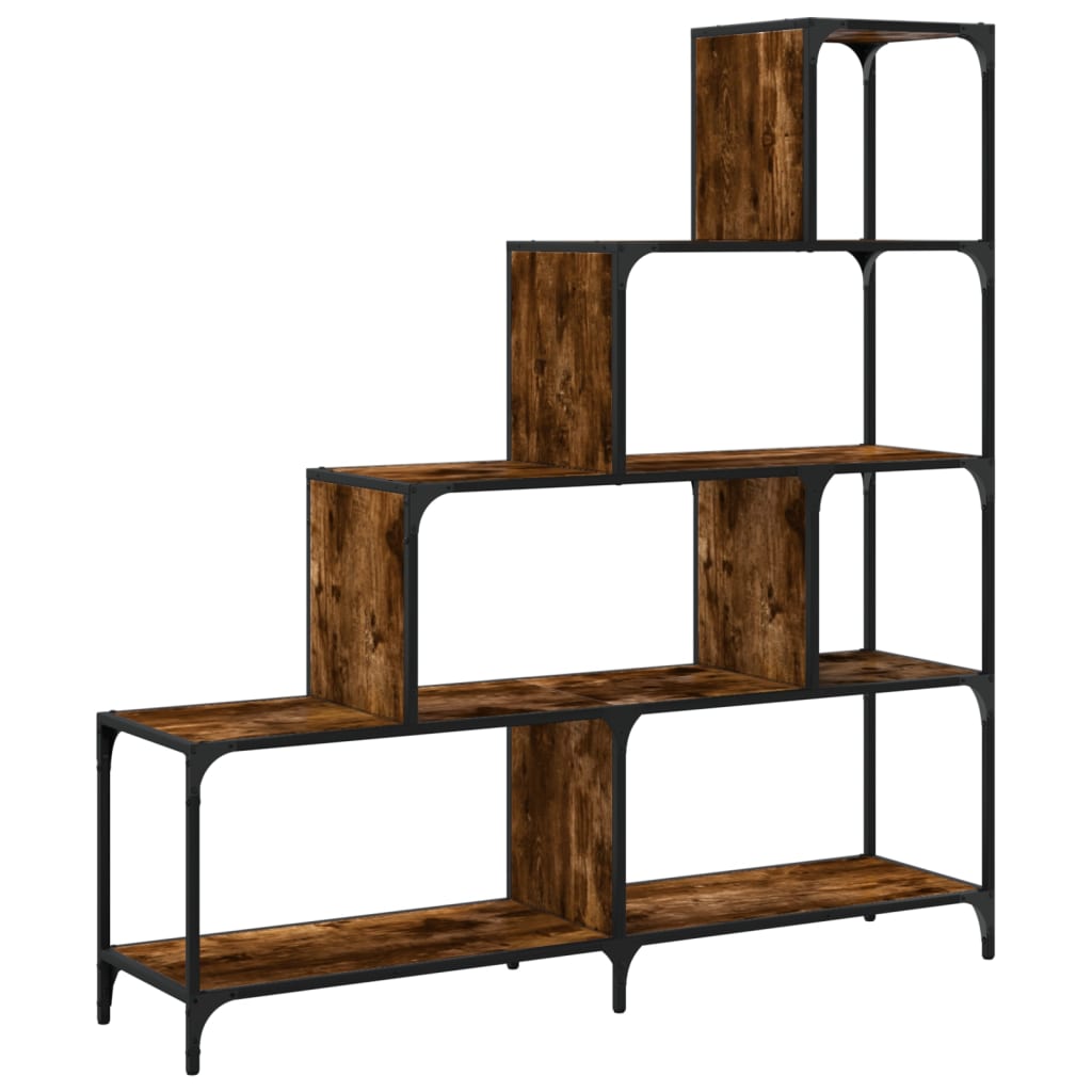 vidaXL Bibliotecă cu 4 niveluri stejar fumuriu 139x33,5x149 cm lemn vidaXL Bibliotecă cu 4 niveluri stejar fumuriu 139x33,5x149 cm lemn