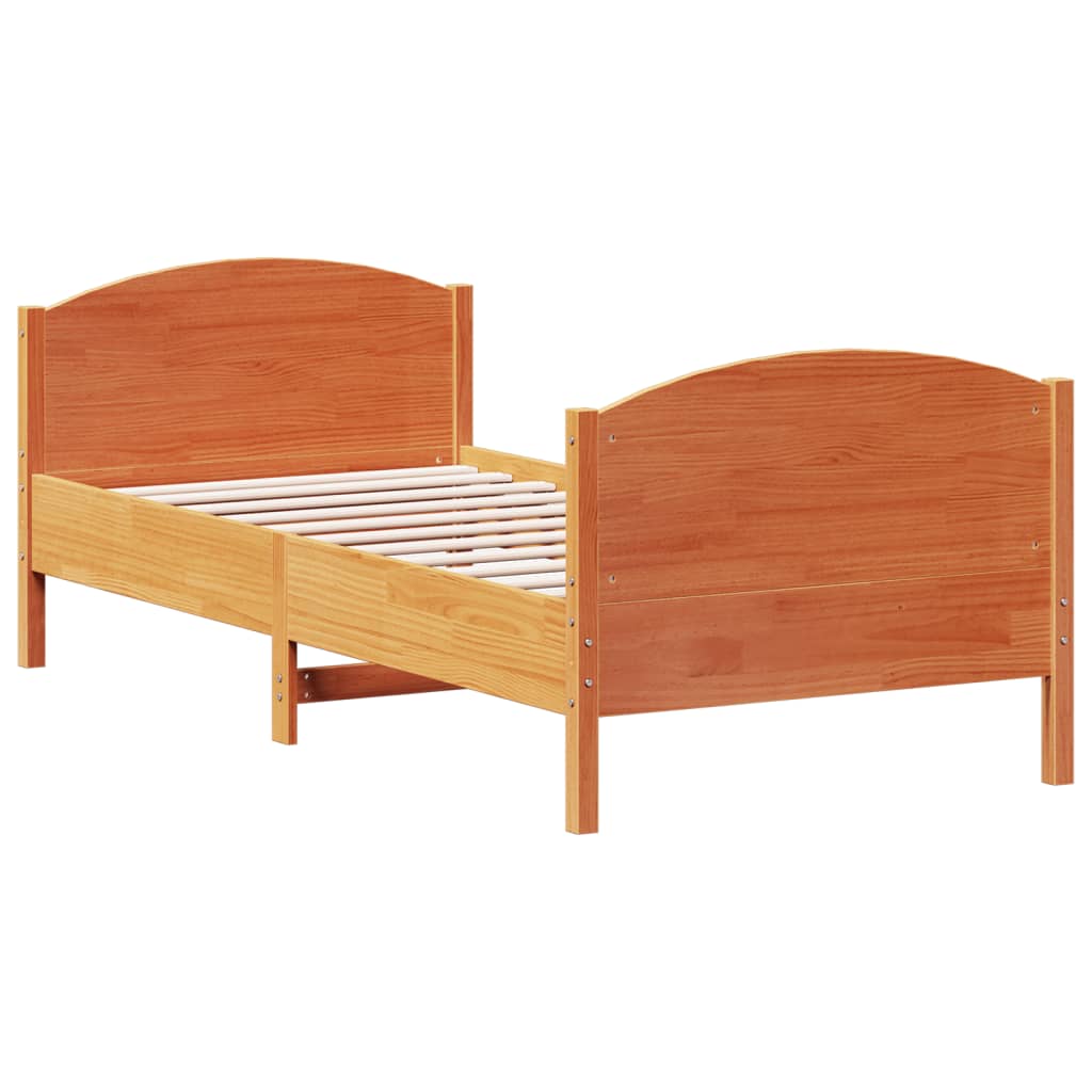 vidaXL Pat de zi fără saltea, maro ceruit, 90x200 cm, lemn masiv pin vidaXL Pat de zi fără saltea, maro ceruit, 90x200 cm, lemn masiv pin