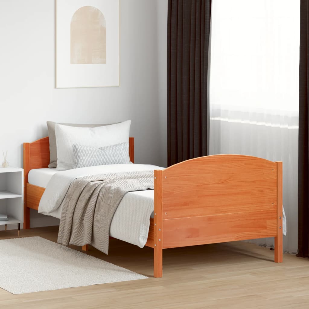 vidaXL Pat de zi fără saltea, maro ceruit, 90x200 cm, lemn masiv pin vidaXL Pat de zi fără saltea, maro ceruit, 90x200 cm, lemn masiv pin