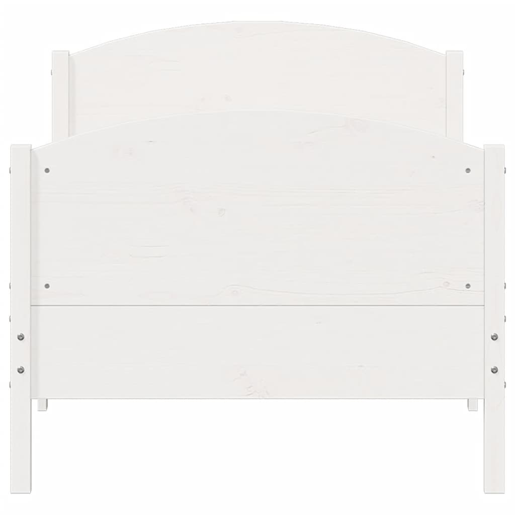 vidaXL Cadru de pat fără saltea, alb, 75x190 cm, lemn masiv de pin