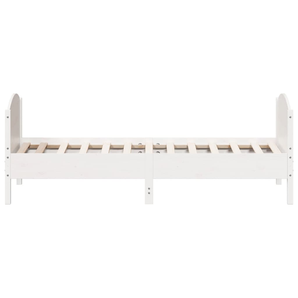 vidaXL Cadru de pat fără saltea, alb, 75x190 cm, lemn masiv de pin