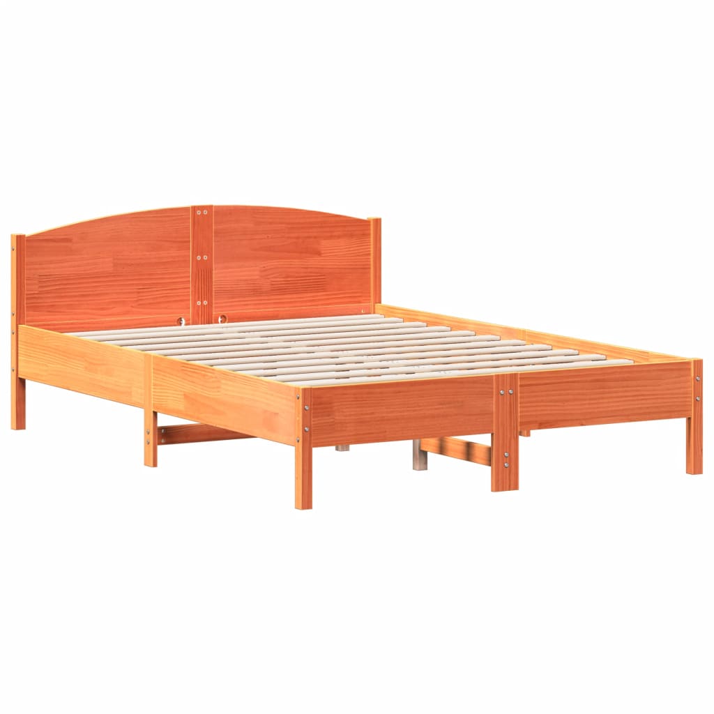 vidaXL Cadru de pat fără saltea, maro ceruit 140x200 cm lemn masiv pin vidaXL Cadru de pat fără saltea, maro ceruit 140x200 cm lemn masiv pin