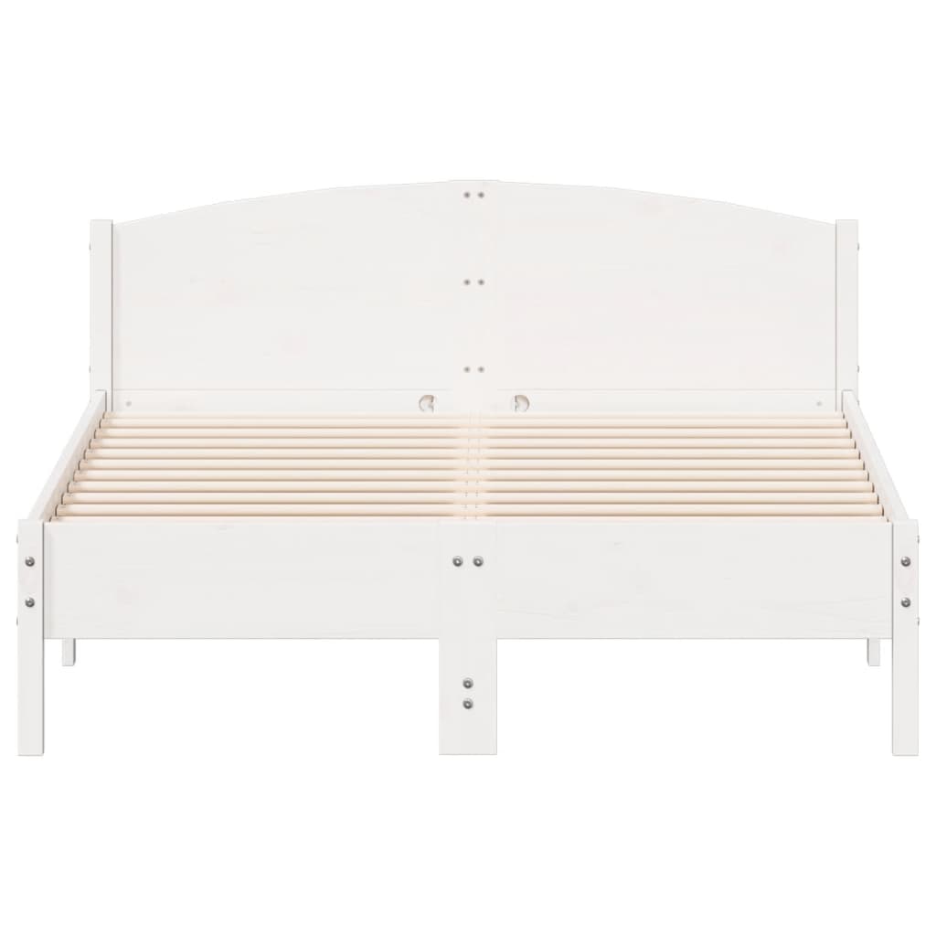 vidaXL Cadru de pat fără saltea, alb, 140x190 cm, lemn masiv de pin vidaXL Cadru de pat fără saltea, alb, 140x190 cm, lemn masiv de pin