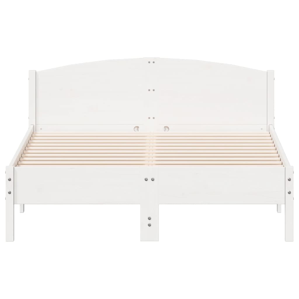 vidaXL Cadru de pat fără saltea, alb, 135x190 cm, lemn masiv de pin vidaXL Cadru de pat fără saltea, alb, 135x190 cm, lemn masiv de pin
