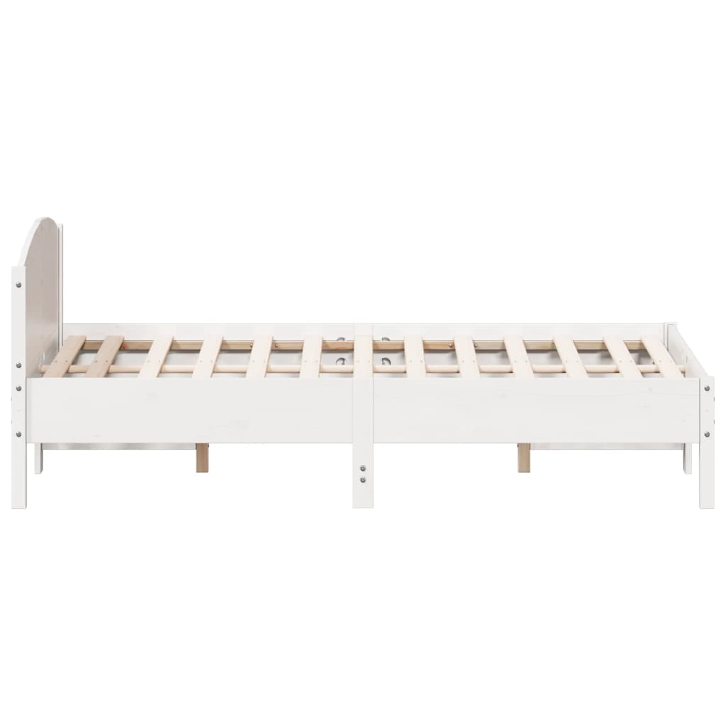 vidaXL Cadru de pat fără saltea, alb, 135x190 cm, lemn masiv de pin vidaXL Cadru de pat fără saltea, alb, 135x190 cm, lemn masiv de pin