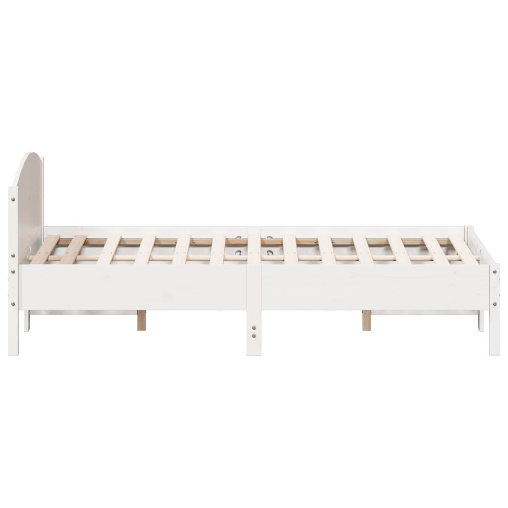 vidaXL Cadru de pat fără saltea, alb, 120x190 cm, lemn masiv pin vidaXL Cadru de pat fără saltea, alb, 120x190 cm, lemn masiv pin