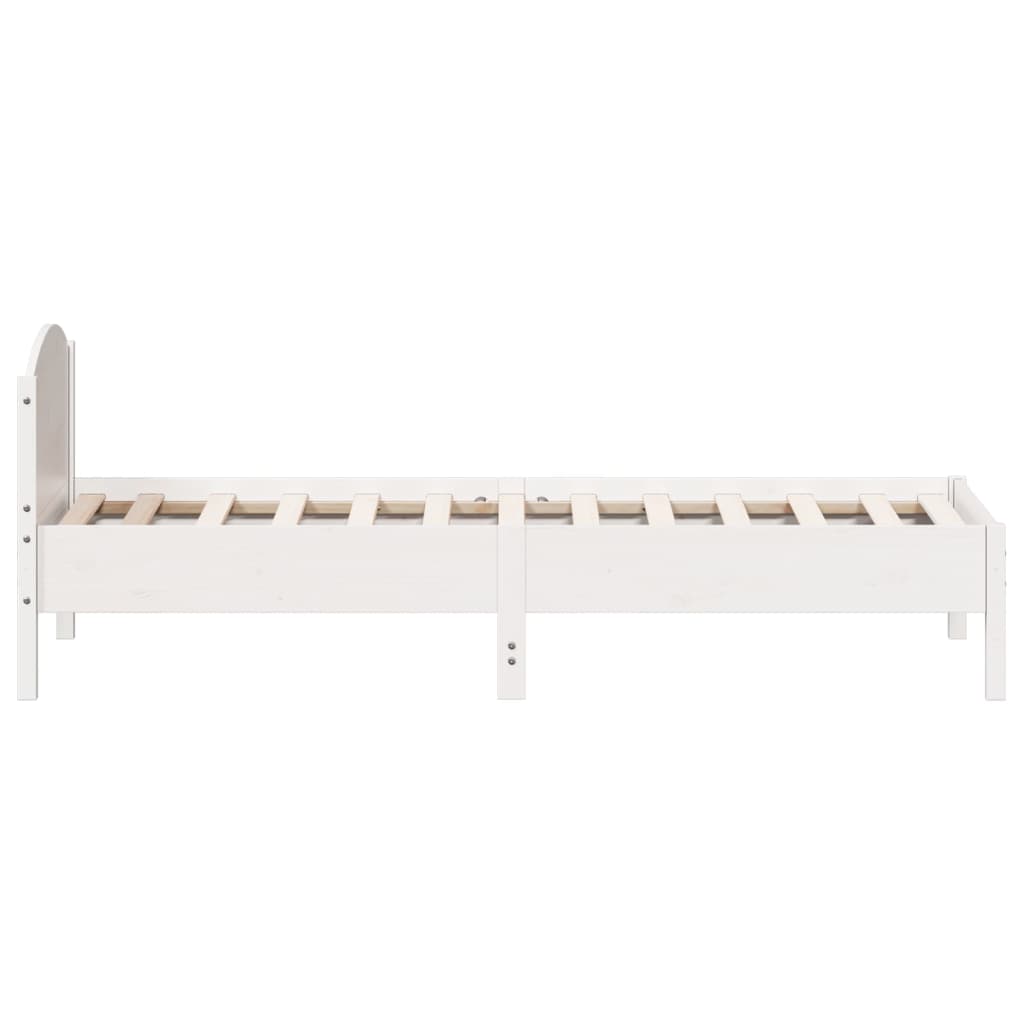 vidaXL Cadru de pat fără saltea, alb, 90x200 cm, lemn masiv pin