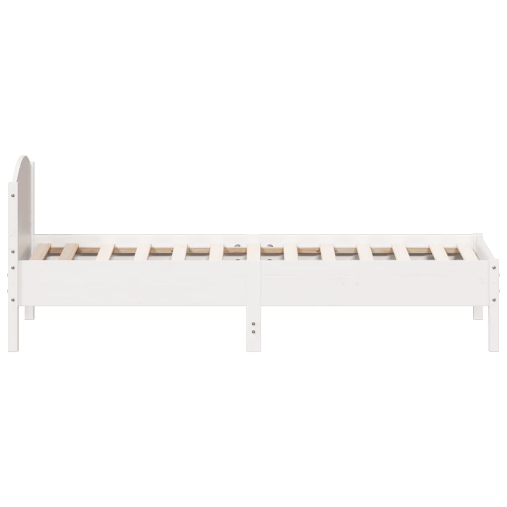 vidaXL Cadru de pat fără saltea, alb, 75x190 cm, lemn masiv de pin