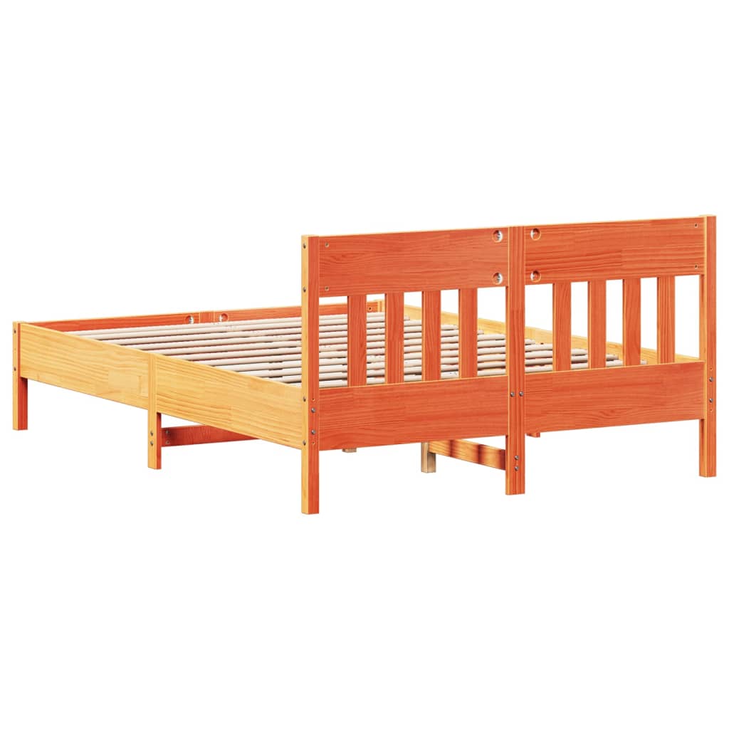 vidaXL Cadru de pat fără saltea, maro ceruit 140x200 cm lemn masiv pin vidaXL Cadru de pat fără saltea, maro ceruit 140x200 cm lemn masiv pin