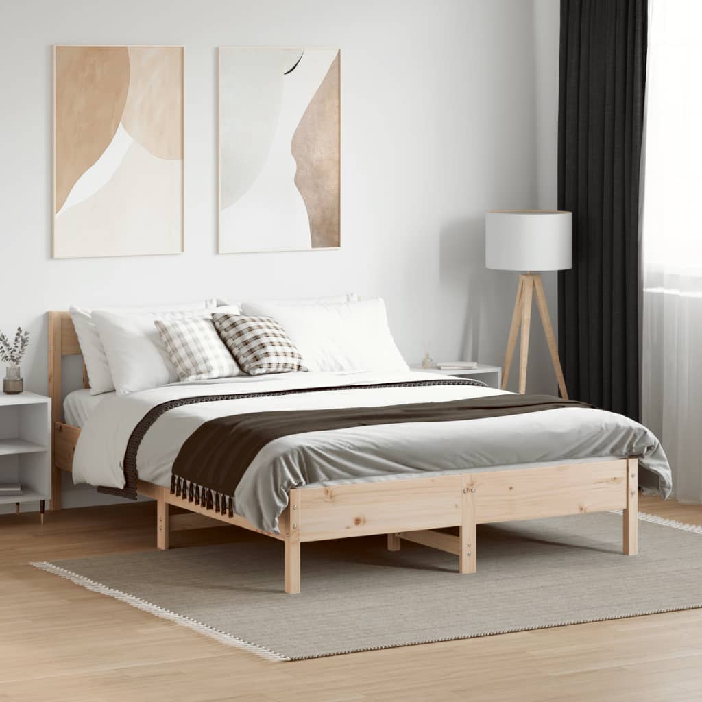 vidaXL Cadru de pat fără saltea, 140x190 cm, lemn masiv de pin vidaXL Cadru de pat fără saltea, 140x190 cm, lemn masiv de pin