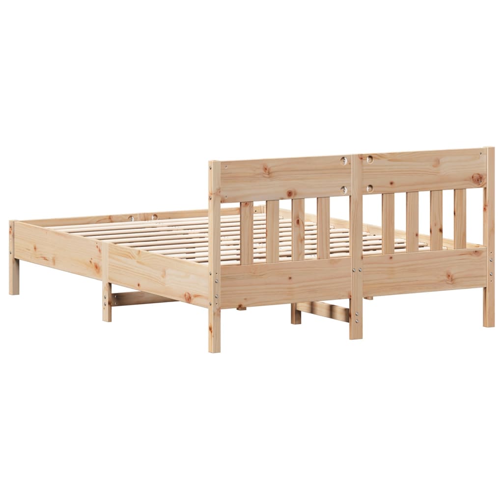 vidaXL Cadru de pat fără saltea, 135x190 cm, lemn masiv de pin