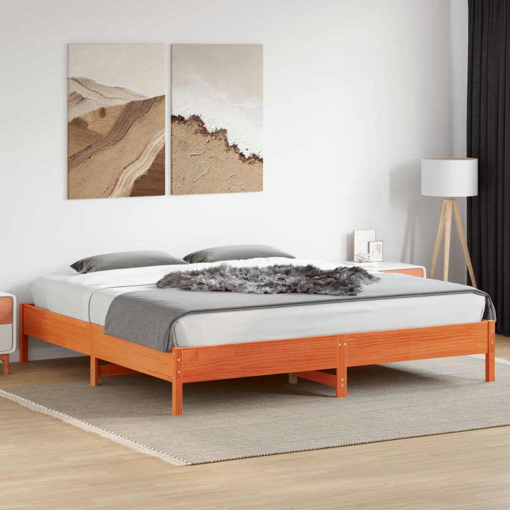vidaXL Cadru de pat fără saltea, maro ceruit 200x200 cm lemn masiv pin