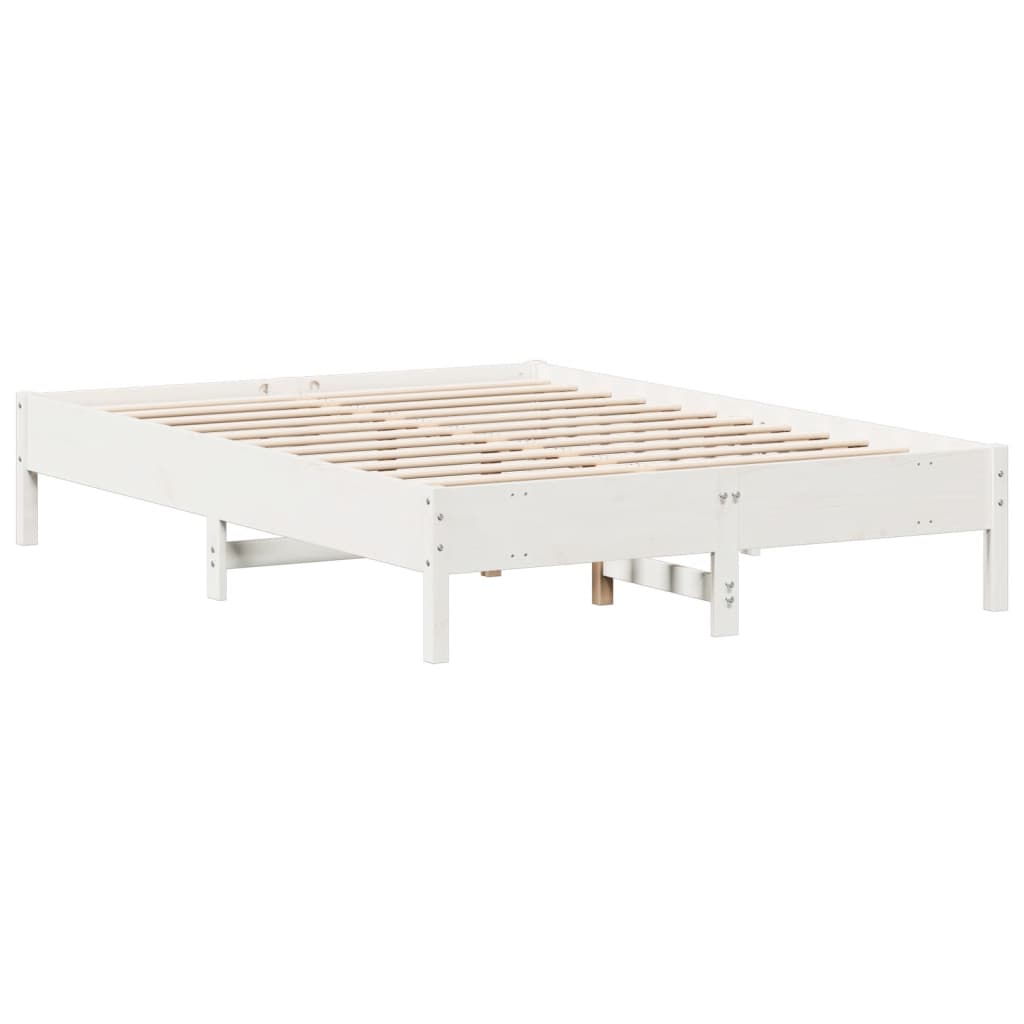 vidaXL Cadru de pat fără saltea, alb, 150x200 cm, lemn masiv pin vidaXL Cadru de pat fără saltea, alb, 150x200 cm, lemn masiv pin