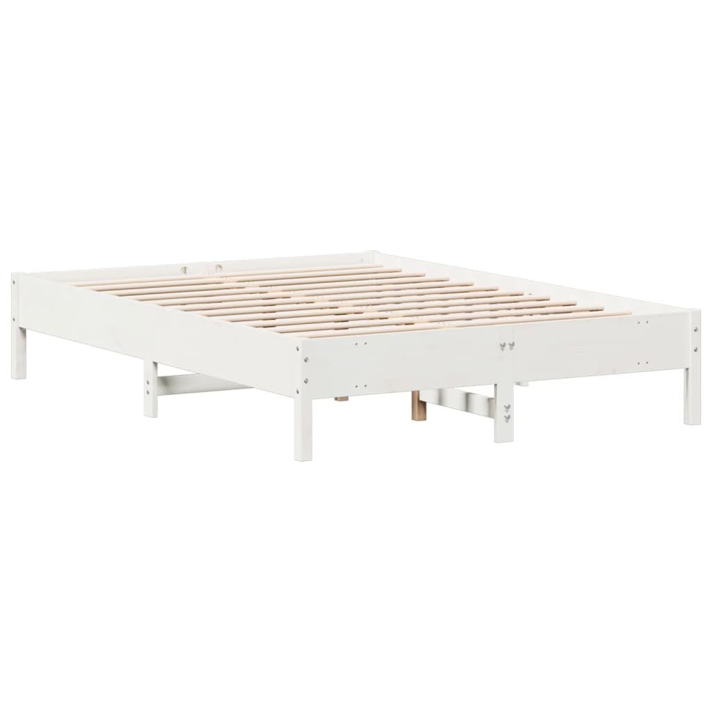 vidaXL Cadru de pat fără saltea, alb, 120x200 cm, lemn masiv pin vidaXL Cadru de pat fără saltea, alb, 120x200 cm, lemn masiv pin