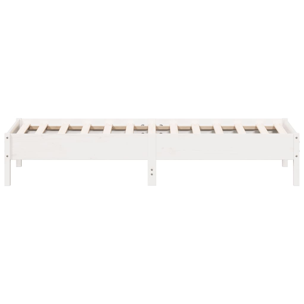 vidaXL Cadru de pat fără saltea, alb, 90x200 cm, lemn masiv pin