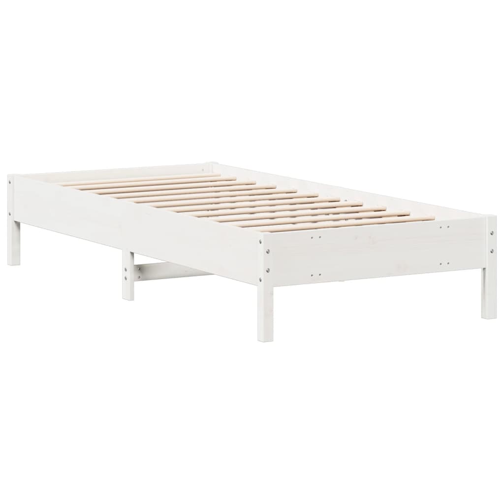 vidaXL Cadru de pat fără saltea, alb, 90x200 cm, lemn masiv pin