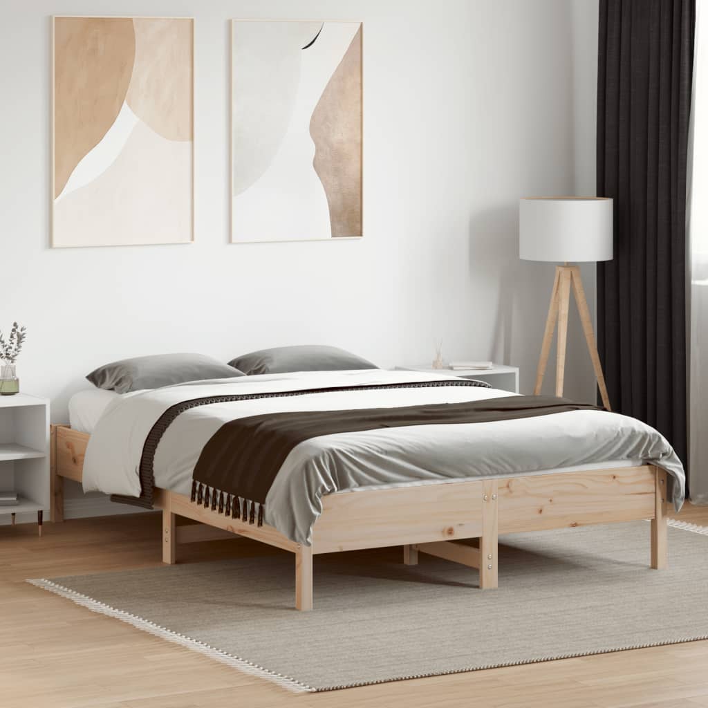 vidaXL Cadru de pat fără saltea, 140x190 cm, lemn masiv de pin