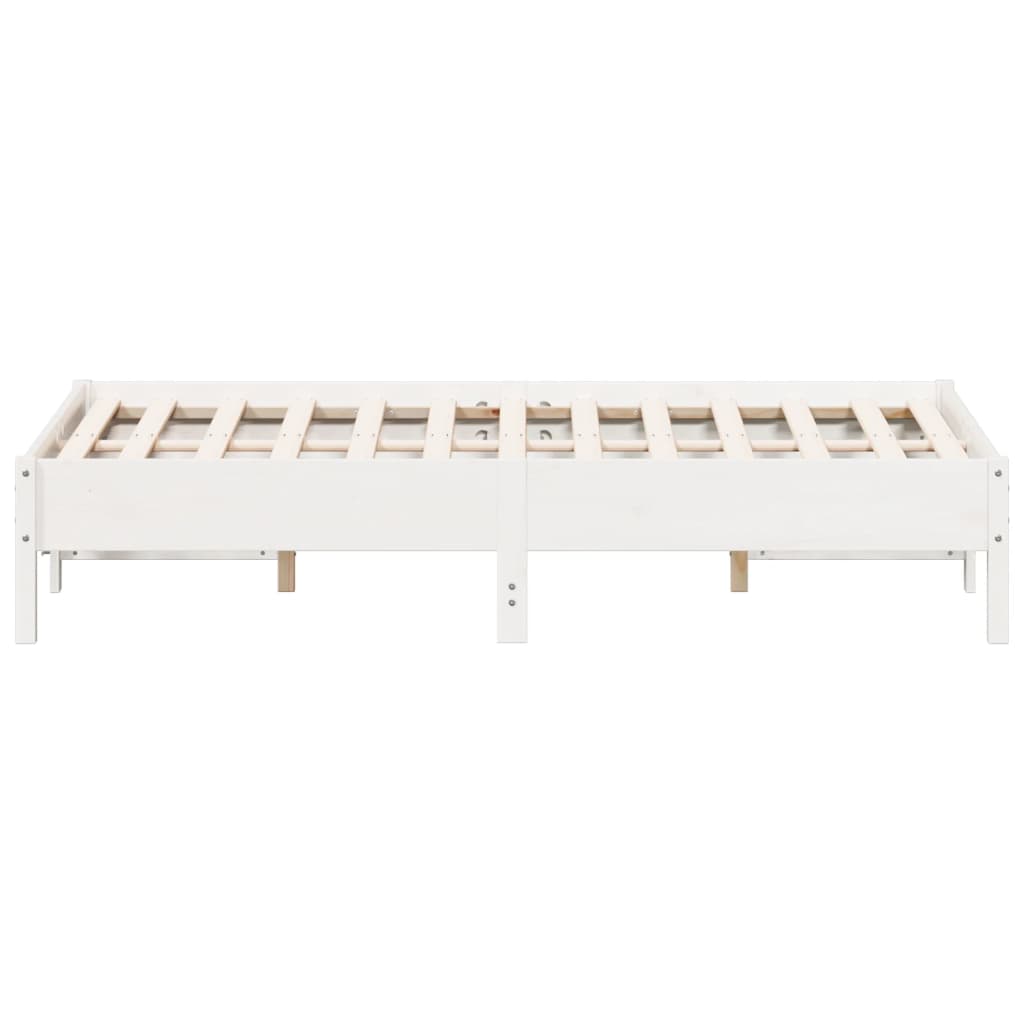 vidaXL Cadru de pat fără saltea, alb, 140x190 cm, lemn masiv de pin