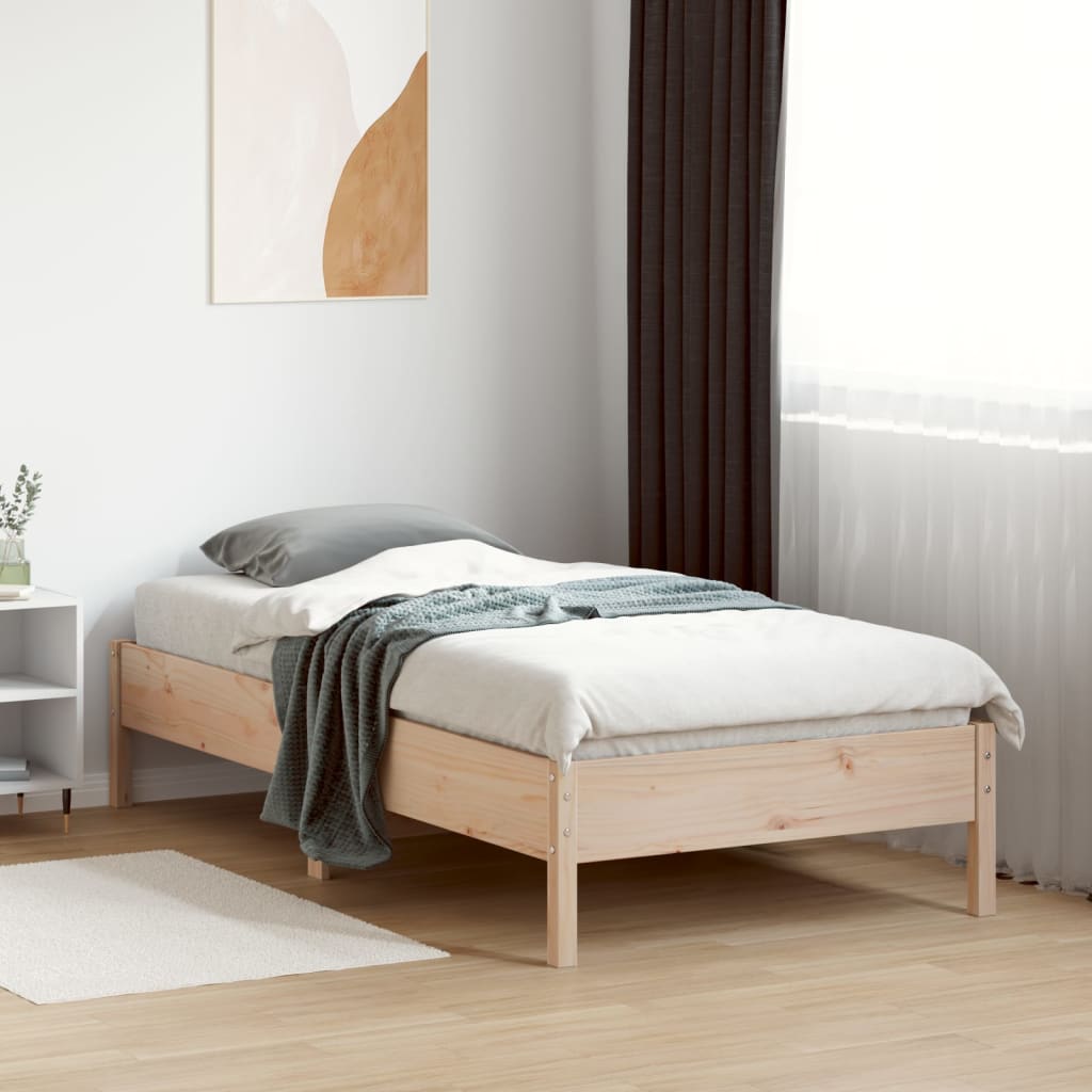 vidaXL Cadru de pat fără saltea, 75x190 cm, lemn masiv de pin