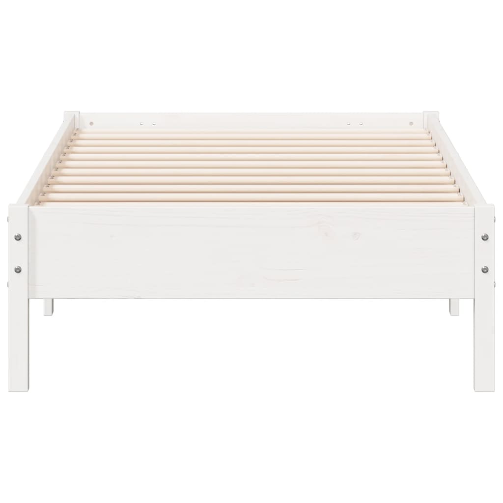 vidaXL Cadru de pat fără saltea, alb, 75x190 cm, lemn masiv de pin