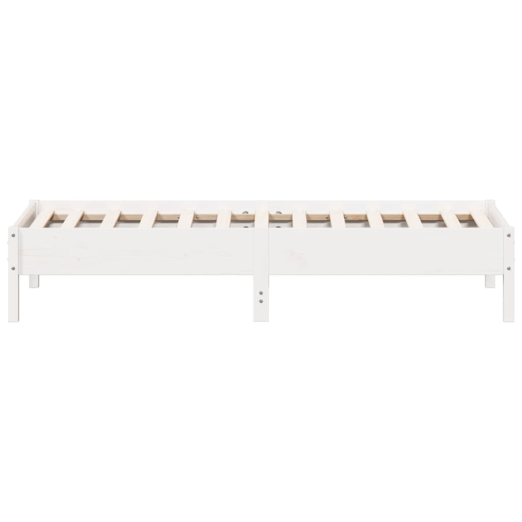 vidaXL Cadru de pat fără saltea, alb, 75x190 cm, lemn masiv de pin
