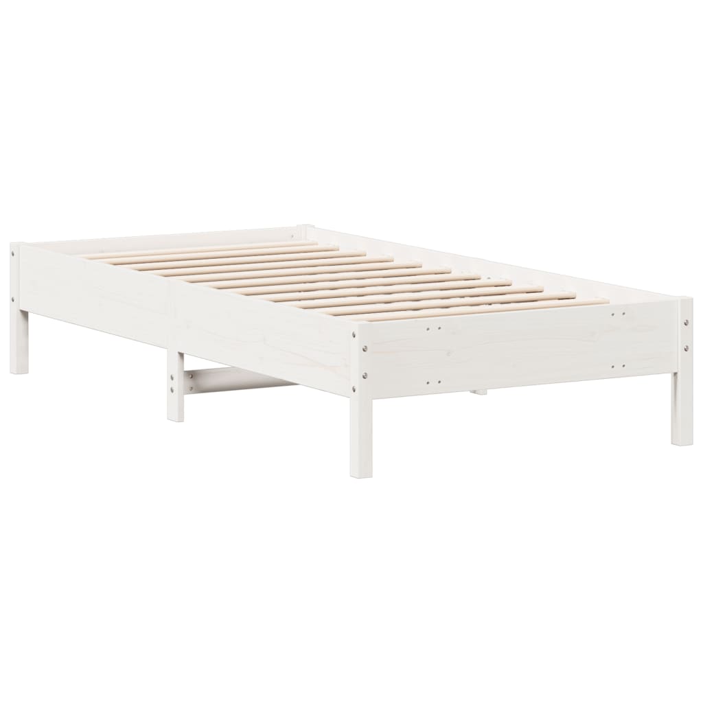vidaXL Cadru de pat fără saltea, alb, 75x190 cm, lemn masiv de pin