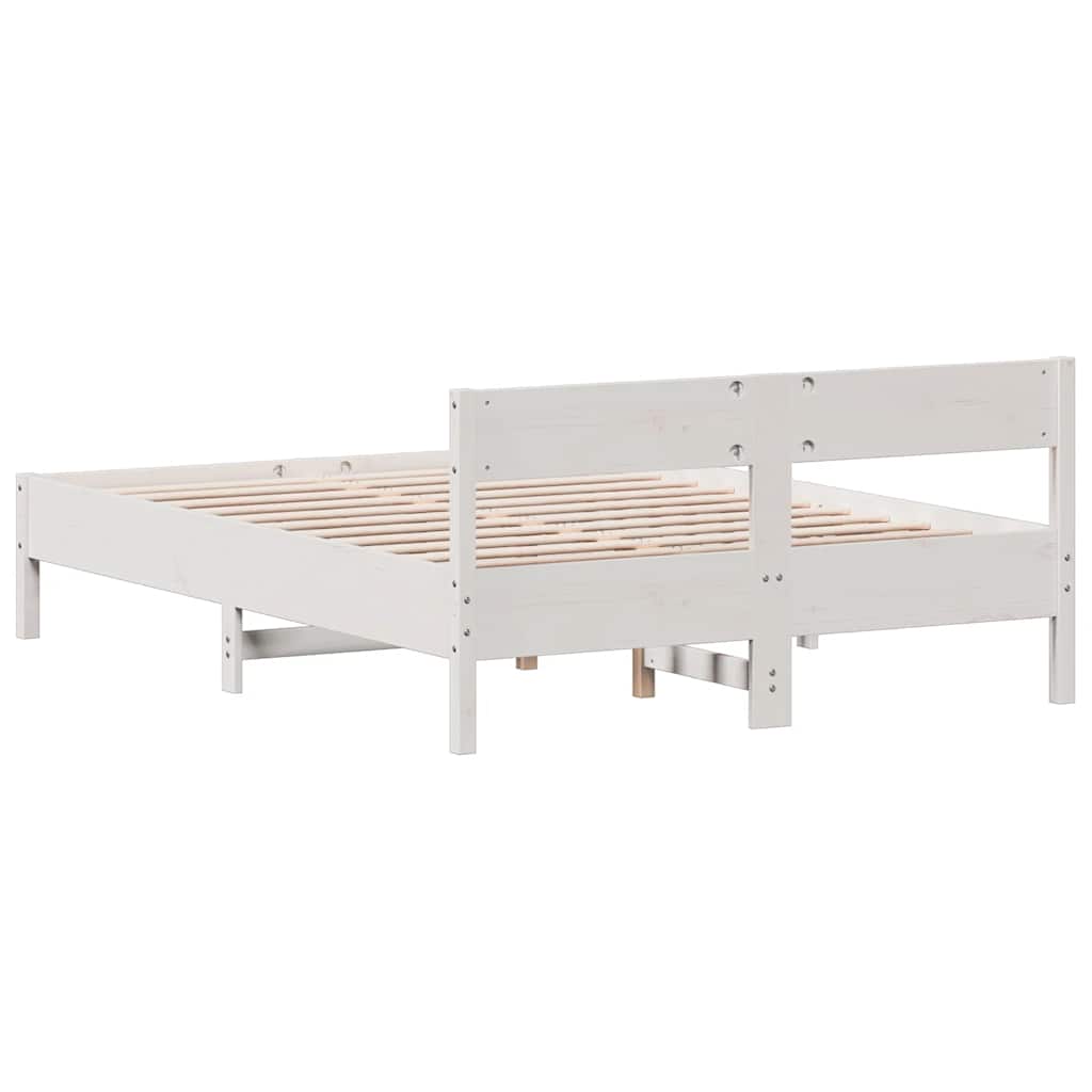 vidaXL Cadru de pat fără saltea, alb, 150x200 cm, lemn masiv pin vidaXL Cadru de pat fără saltea, alb, 150x200 cm, lemn masiv pin