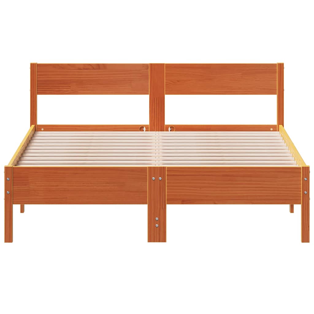 vidaXL Cadru de pat fără saltea, maro ceruit 150x200 cm lemn masiv pin vidaXL Cadru de pat fără saltea, maro ceruit 150x200 cm lemn masiv pin
