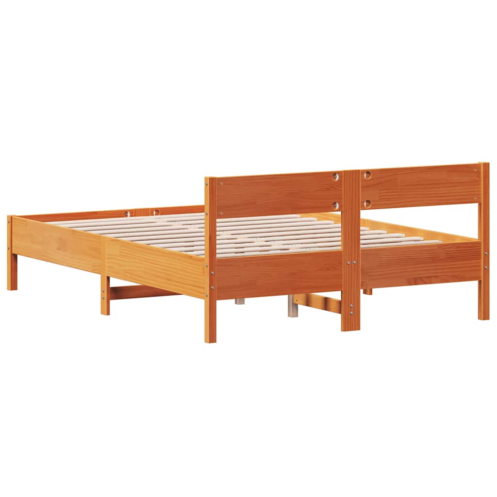 vidaXL Cadru de pat fără saltea, maro ceruit 150x200 cm lemn masiv pin vidaXL Cadru de pat fără saltea, maro ceruit 150x200 cm lemn masiv pin